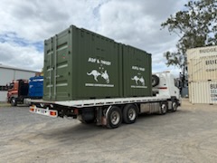 Two marked Rapid-10 systems secured on a flatbed for transport