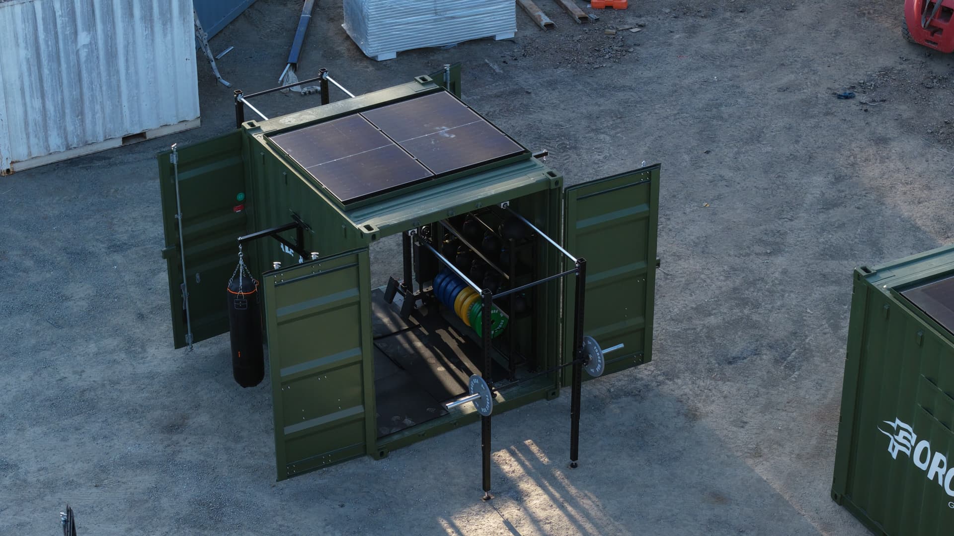Open FORCES Rapid system showing integrated equipment and external training stations